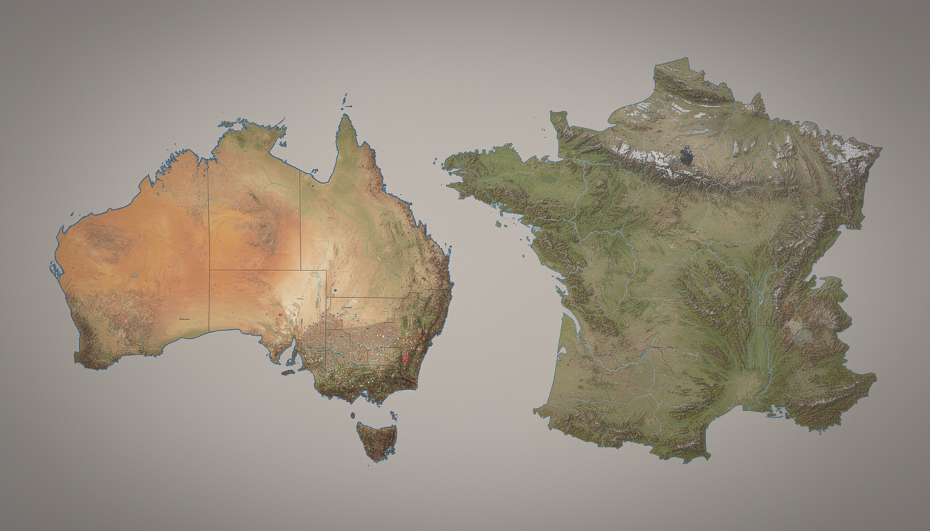 découvrez un guide détaillé en 2025 pour comparer les superficies de l'australie et de la france, et mieux comprendre leurs différences géographiques.