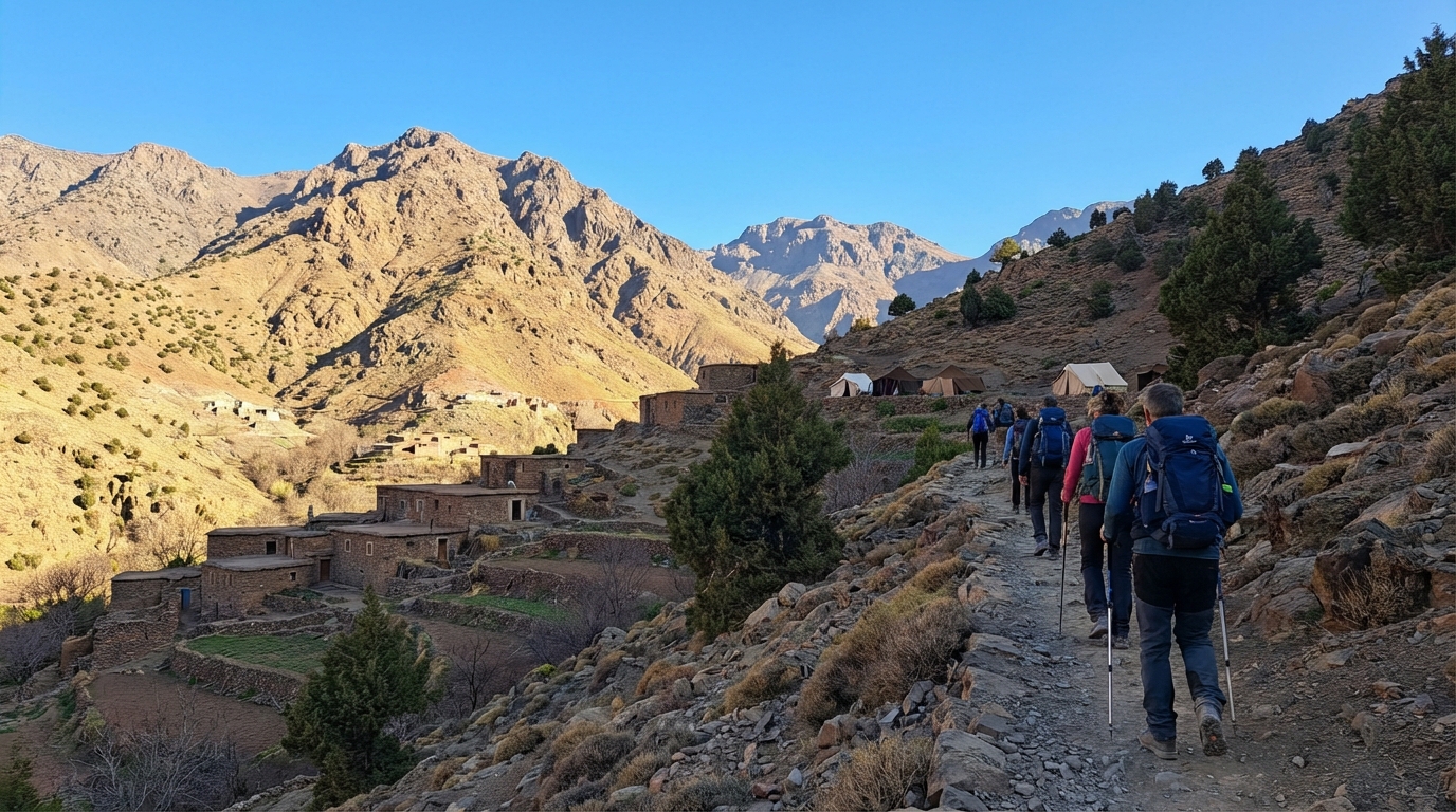 découvrez le haut atlas marocain avec des treks authentiques autour d’imlil et une ascension en douceur du toubkal, le plus haut sommet d’afrique du nord.