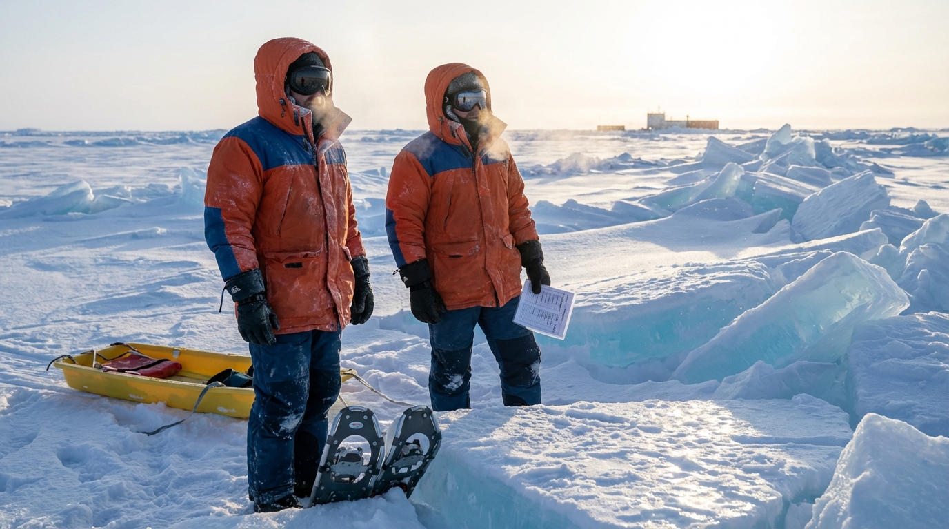 découvrez les bonnes pratiques pour assurer la santé et la sécurité en milieu polaire face au froid, au vent, à l'éblouissement et aux mers formées. prévention complète et check-list indispensable.