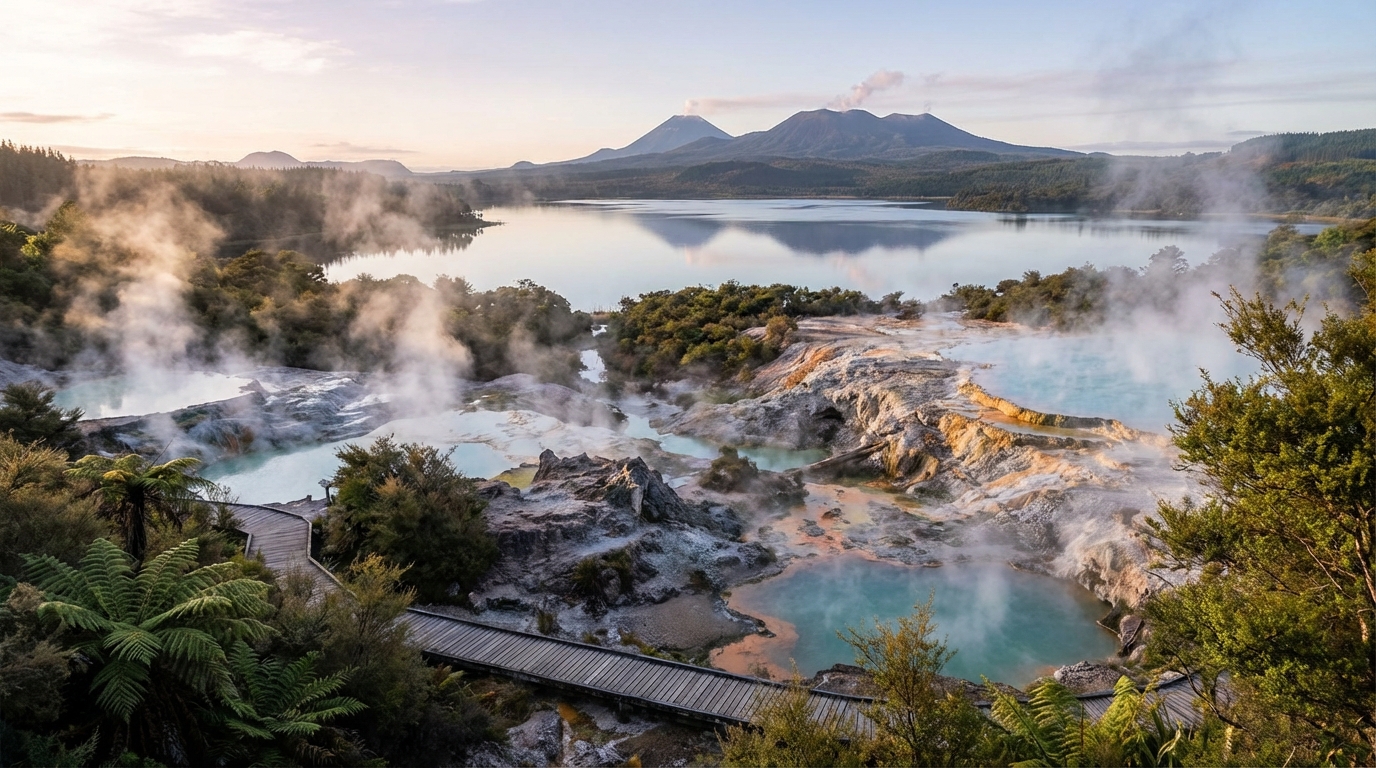 découvrez la nouvelle-zélande à travers un itinéraire de 5 à 7 jours axé sur les volcans et sources chaudes autour de rotorua et taupō. explorez des paysages uniques, baignades thermales et aventures naturelles.